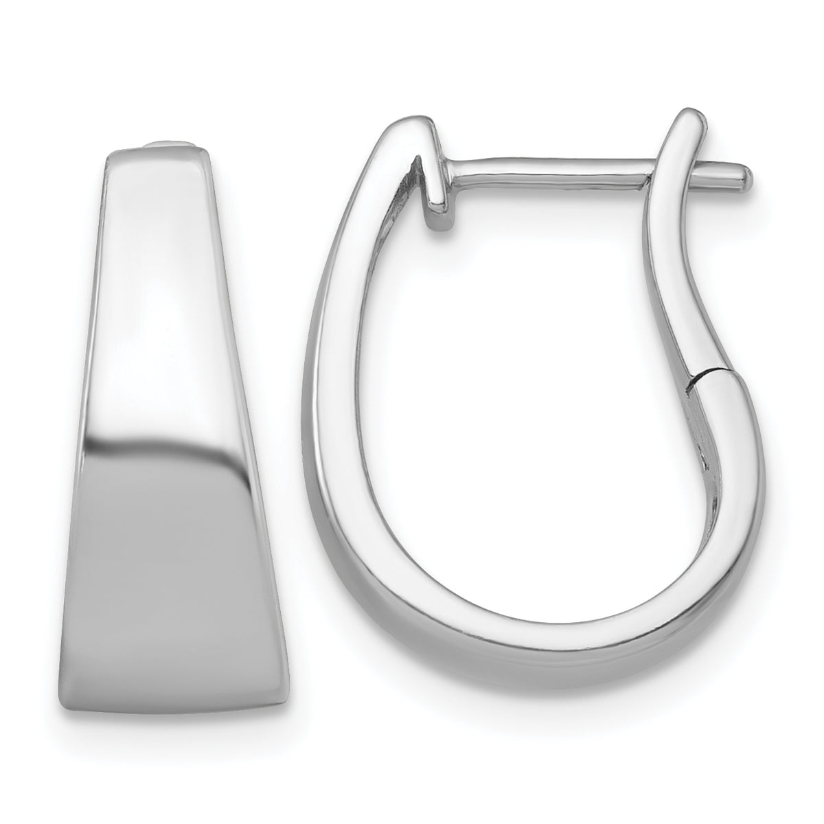 Sterling Silver Rhodium-plated Polished Tapered Hinged Hoop Earrings