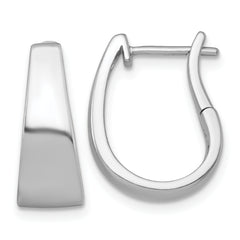 Sterling Silver Rhodium-plated Polished Tapered Hinged Hoop Earrings