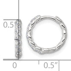 Sterling Silver Polished and Twisted 2.2mm x 12mm CZ Hinged Round Hoop Earrings