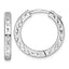 Sterling Silver Rhodium-plated Polished Diamond-cut 3x23mm with Safety Lock Hinged Square Tube Hoop Earrings