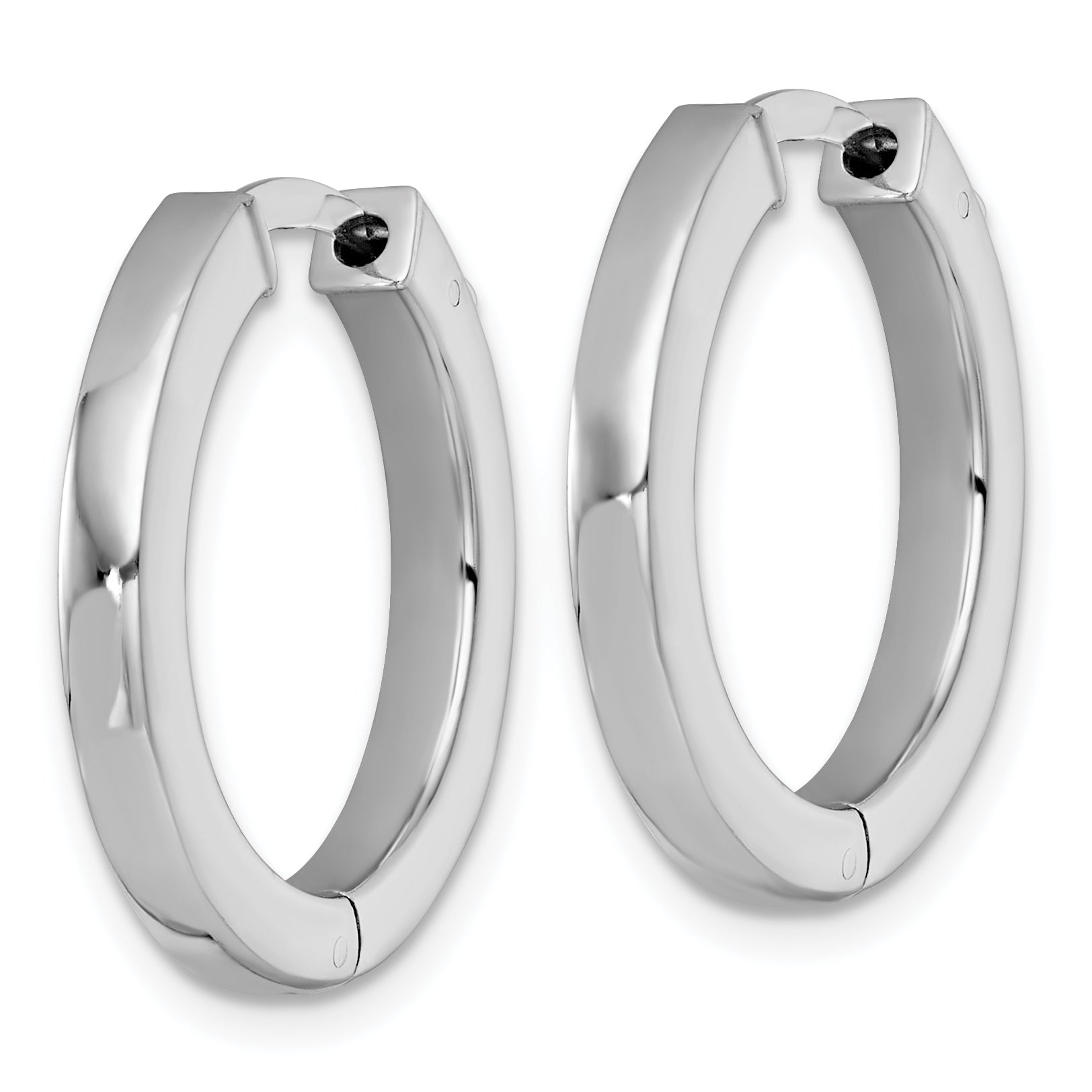 Sterling Silver Rhodium-plated Polished 3x23mm Hinged Square Tube Hoop Earrings Secondary image