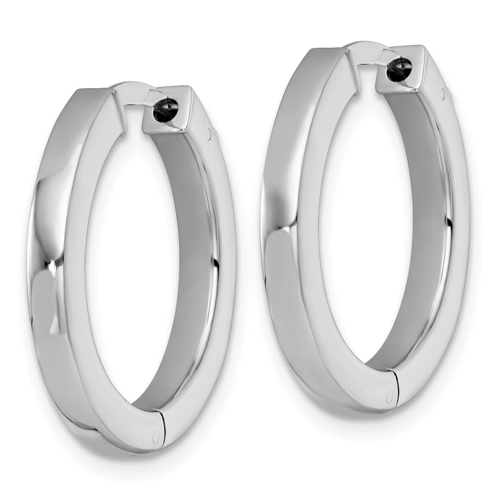 Sterling Silver Rhodium-plated Polished 3x23mm Hinged Square Tube Hoop Earrings