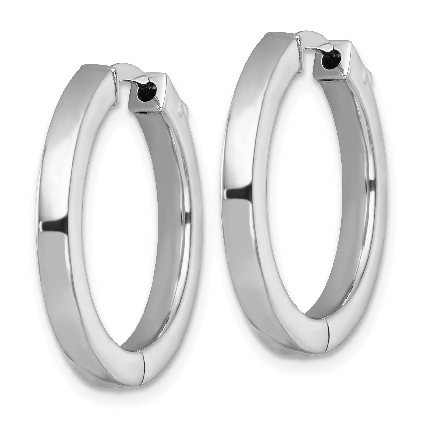 Sterling Silver Rhodium-plated Polished 3x25mm Hinged Square Tube Hoop Earrings Secondary image