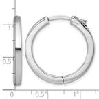 Sterling Silver Rhodium-plated Polished 3x28mm Hinged Square Tube Hoop Earrings