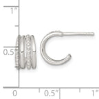 Sterling Silver Polished and Beaded 4-Row C-Hoop Post Earrings