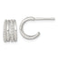 Sterling Silver Polished and Beaded 4-Row C-Hoop Post Earrings