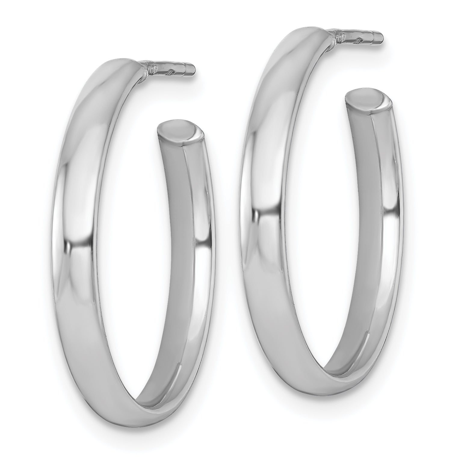 Sterling Silver Rhodium-plated Polished 3.00 x 23mm C-Hoop Post Earrings Secondary image