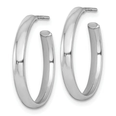 Sterling Silver Rhodium-plated Polished 3.00 x 23mm C-Hoop Post Earrings