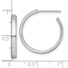 Sterling Silver Rhodium-plated Polished 3.00 x 23mm C-Hoop Post Earrings