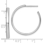 Sterling Silver Rhodium-plated Polished 3.00 x 28mm C-Hoop Post Earrings