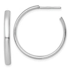 Sterling Silver Rhodium-plated Polished 3.00 x 28mm C-Hoop Post Earrings