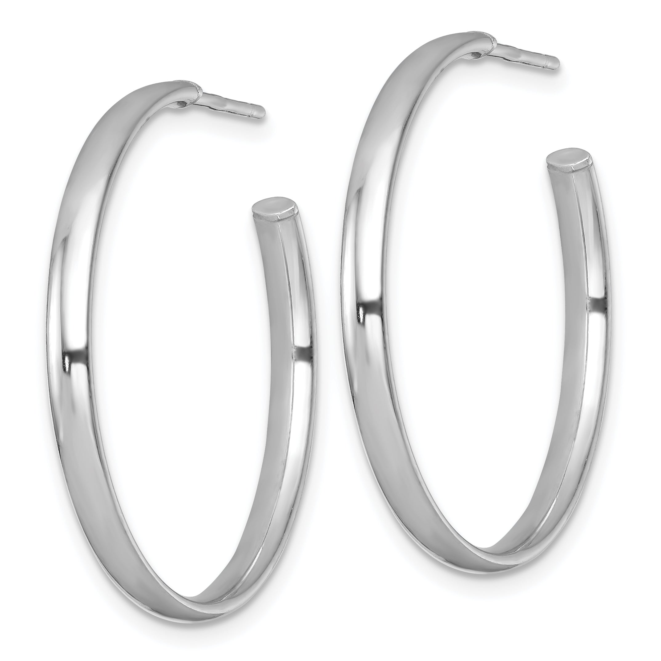 Sterling Silver Rhodium-plated Polished 3.00 x 32mm C-Hoop Post Earrings Secondary image