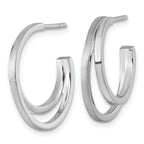 Sterling Silver Rhodium-plated Polished and Satin Double C-Hoop Post Earrings
