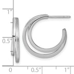 Sterling Silver Rhodium-plated Polished and Satin Double C-Hoop Post Earrings