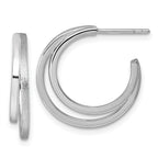 Sterling Silver Rhodium-plated Polished and Satin Double C-Hoop Post Earrings