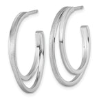 Sterling Silver Rhodium-plated Polished and Satin Double C-Hoop Post Earrings