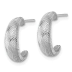 Sterling Silver Rhodium-plated Textured Woven Design Post J-Hoop Earrings