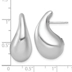 Sterling Silver Rhodium-plated Polished Puffed Teardrop Post Earrings