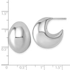 Sterling Silver Rhodium-plated Polished Hollow Fancy Puffed J-Hoop Post Earrings