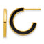 Sterling Silver Gold-tone Polished Black Enamel 18x2mm Post C-Hoop Earrings