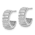 Sterling Silver Rhodium-plated Polished Scalloped C-Hoop Post Earrings
