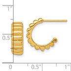 Sterling Silver Gold-tone Polished Scalloped C-Hoop Post Earrings