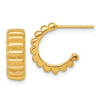 Sterling Silver Gold-tone Polished Scalloped C-Hoop Post Earrings