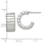 Sterling Silver Polished and Ridged 8.0mm Post C-Hoop Earrings