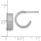 Sterling Silver Rhodium-plated Polished And Textured C-Hoop Post Earrings