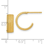 Sterling Silver Gold-tone Polished And Textured C-Hoop Post Earrings