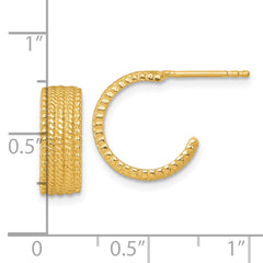 Sterling Silver Gold-tone Polished And Textured C-Hoop Post Earrings