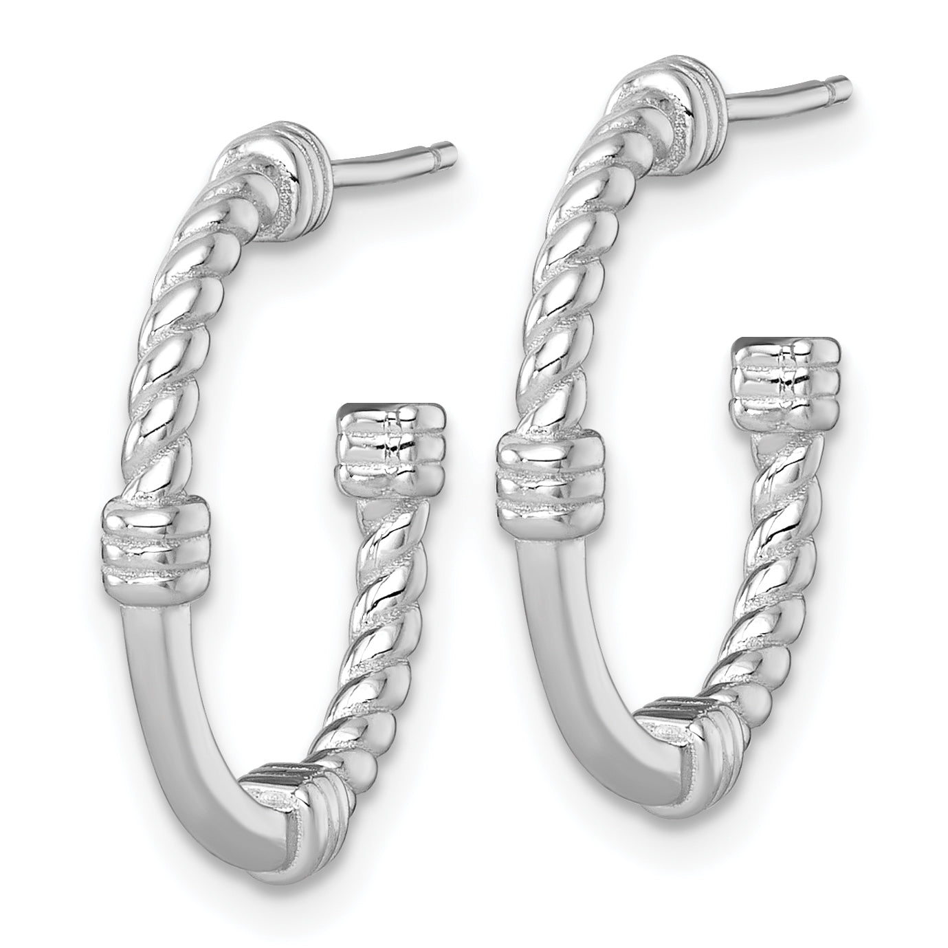 Sterling Silver Rhodium-plated Polished and Twisted 21.0mm Post C-Hoop Earrings Secondary image