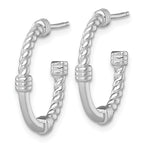 Sterling Silver Rhodium-plated Polished and Twisted 21.0mm Post C-Hoop Earrings