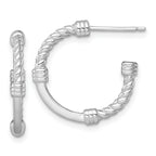 Sterling Silver Rhodium-plated Polished and Twisted 21.0mm Post C-Hoop Earrings