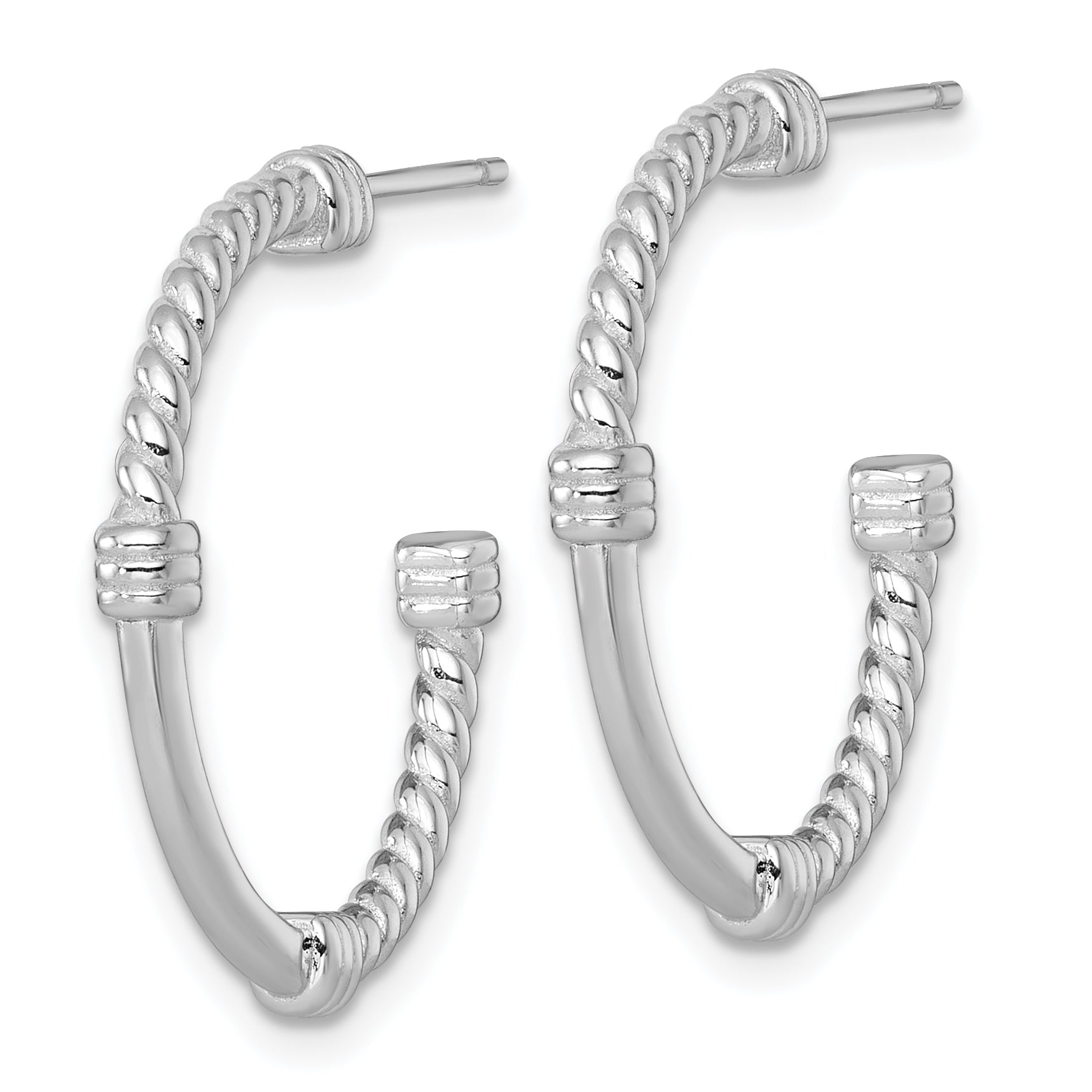 Sterling Silver Rhodium-plated Polished and Twisted 24.0mm Post C-Hoop Earrings Secondary image