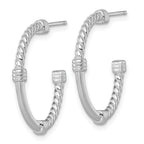 Sterling Silver Rhodium-plated Polished and Twisted 24.0mm Post C-Hoop Earrings