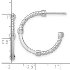 Sterling Silver Rhodium-plated Polished and Twisted 24.0mm Post C-Hoop Earrings