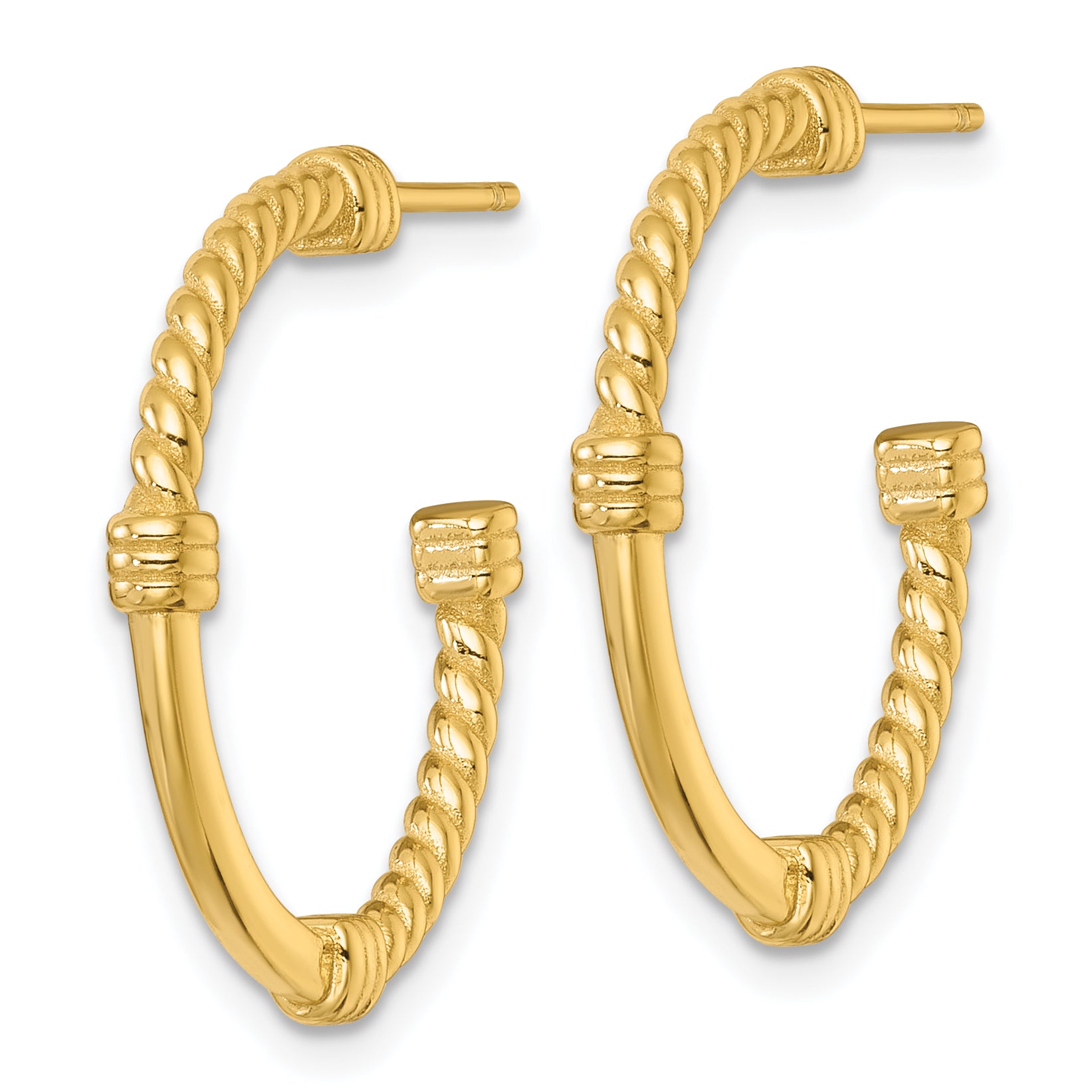 Sterling Silver Gold-tone Polished and Twisted 24.0mm Post C-Hoop Earrings Secondary image