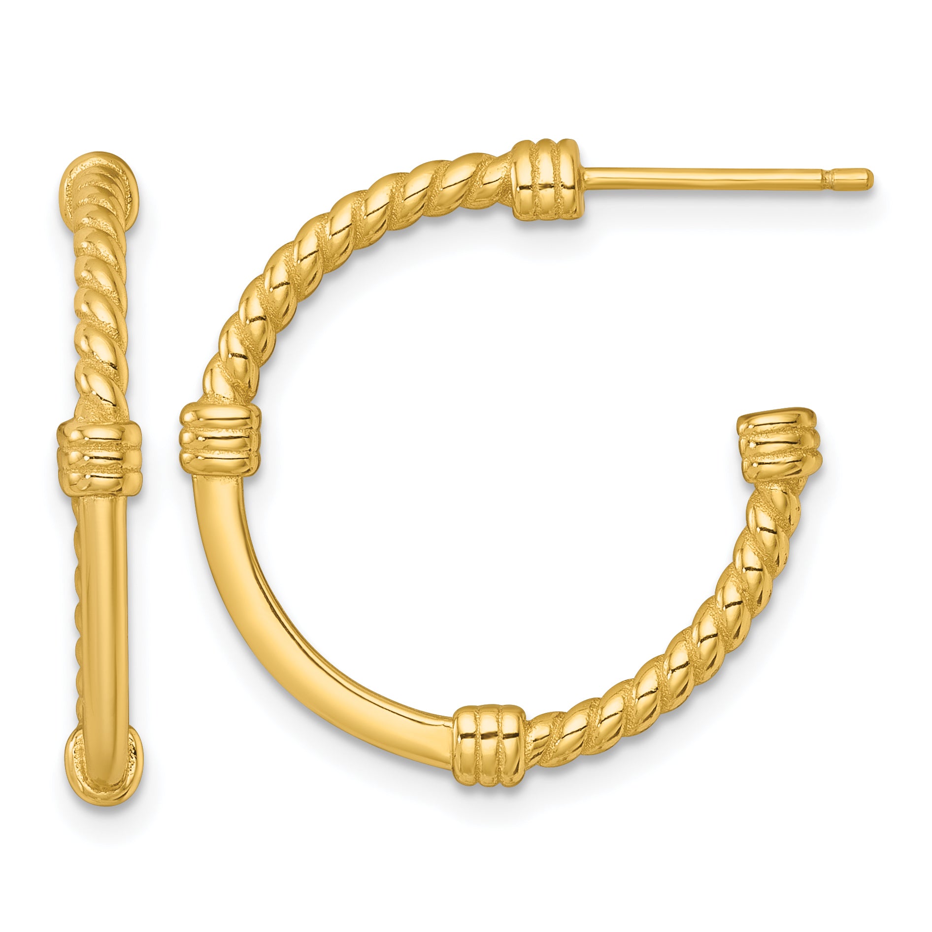 Sterling Silver Gold-tone Polished and Twisted 24.0mm Post C-Hoop Earrings Main image