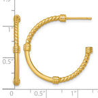 Sterling Silver Gold-tone Polished and Twisted 30.0mm Post C-Hoop Earrings