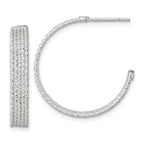 Sterling Silver Polished and Textured 25x4.5mm Post C-Hoop Earrings
