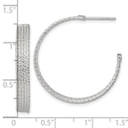 Sterling Silver Polished and Textured 30x4.5mm Post C-Hoop Earrings