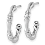 Sterling Silver Rhodium-plated Polished Patterned 3mm x 17mm Post C-Hoop Earrings
