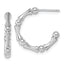 Sterling Silver Rhodium-plated Polished Patterned 3mm x 17mm Post C-Hoop Earrings