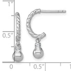 Sterling Silver Rhodium-plated Polished and Twisted CZ Post J-Hoop Dangle Earrings