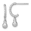Sterling Silver Rhodium-plated Polished and Twisted CZ Post J-Hoop Dangle Earrings