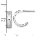Sterling Silver Rhodium-plated Polished Beaded 5.2 x 15mm C-Hoop Post Earrings