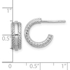 Sterling Silver Rhodium-plated Polished and Grooved 4.5mm x 13mm C-Hoop Post Earrings