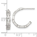 Sterling Silver Polished Chain Link C-Hoop Post Earrings
