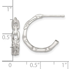 Sterling Silver Polished Chain Link C-Hoop Post Earrings